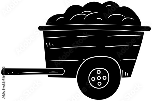 cart illustration soil silhouette equipment logo farm icon gardening outline wheel plant barrow tool garden lawn black wheelbarrow grass shape agriculture gardener carry for vector graphic background