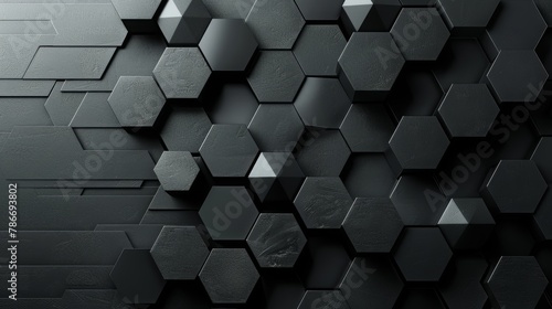 Abstract geometric hexagonal background. Grunge surface, 3d rendering