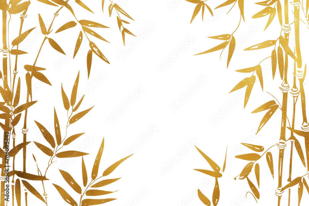 Obraz premium PNG Gold Ink bamboo border backgrounds texture plant