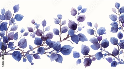 Artistic blue leaf pattern on a seamless background, ideal for design and nature themes