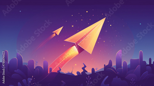 A design featuring a cartoon paper airplane for joining to a newsletter. Email marketing strategy for business. Form for registration. Mockup of a web button.