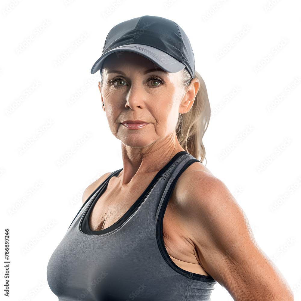 The Mature Woman’s Fitness Regime in Gym Clothing for a Healthy Lifestyle and Longevity, Isolated on Transparent Background, PNG The Mature Woman’s Fitness Regime in Gym Clothing for a Healthy Lifestyle and Longevity, Isolated on Transparent Background, PNG