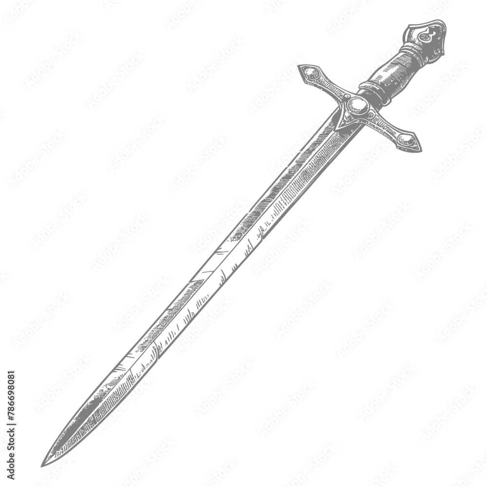obselote rusty sword image using Old engraving style obselote rusty sword image using Old engraving style