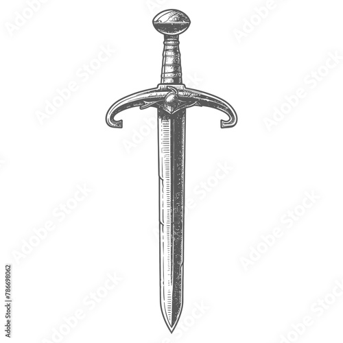 obselote rusty sword image using Old engraving style