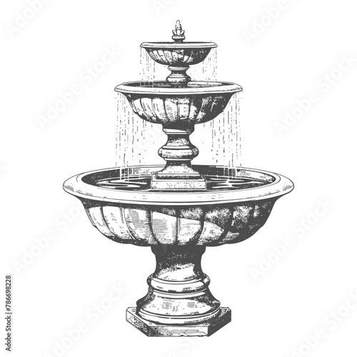 water fountain or water well image using Old engraving style