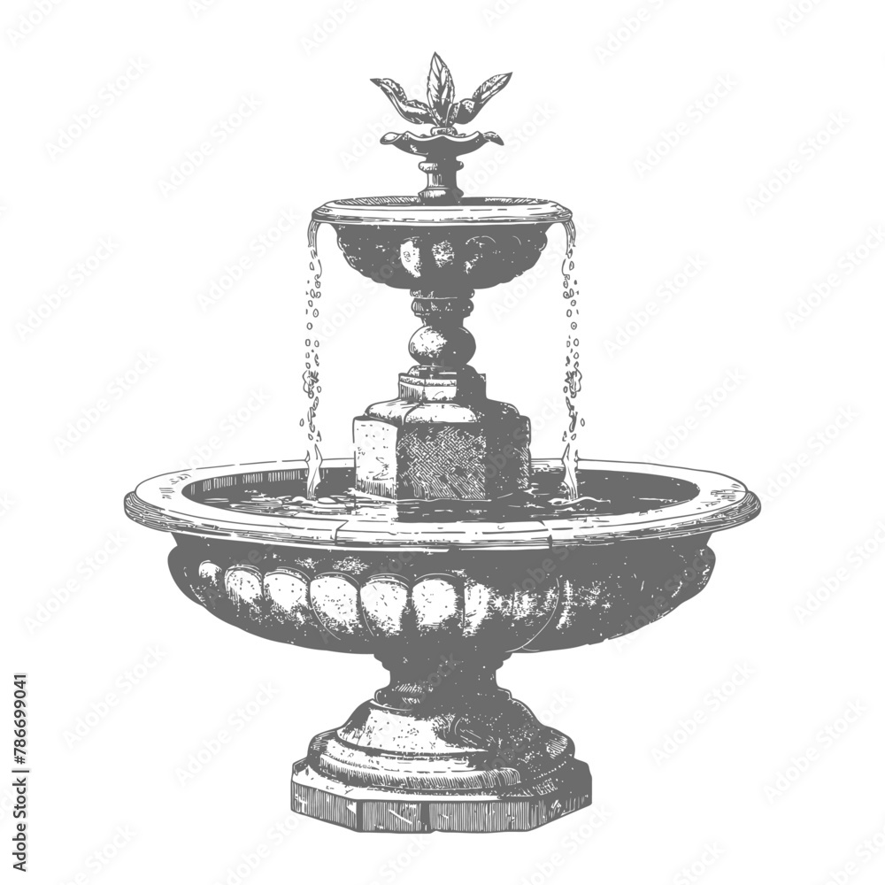 water fountain or water well image using Old engraving style water fountain or water well image using Old engraving style