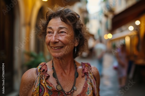 Portrait of an elderly woman in the old town of Dubrovnik, Croatia
