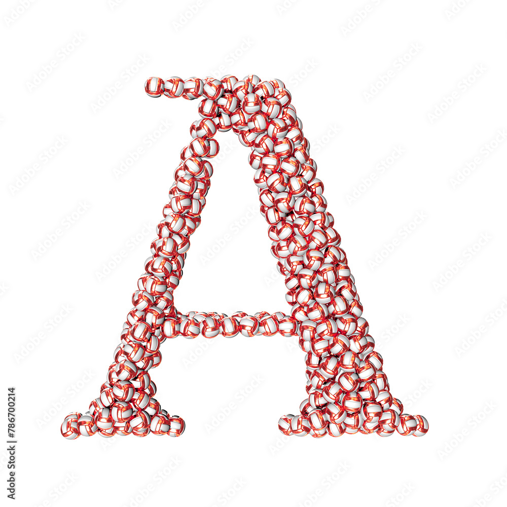 Symbol made of red volleyballs. letter a Symbol made of red volleyballs. letter a
