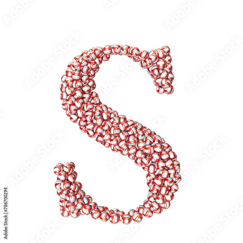 Symbol made of red volleyballs. letter s