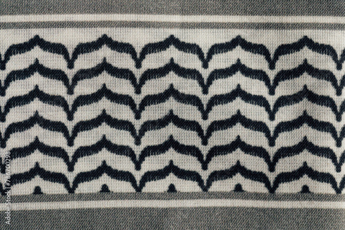 Fotografie close up of black and white pattern on Keffiyeh, Kaffiyeh, Kuffiyeh, Shemagh sca