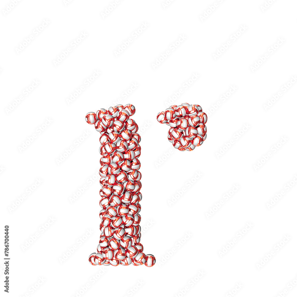 Obraz premium Symbol made of red volleyballs. letter r