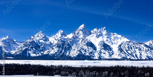 landscape with mountains and snow, landscape with mountains, snow covered mountains, Grand Teton, Wyoming  