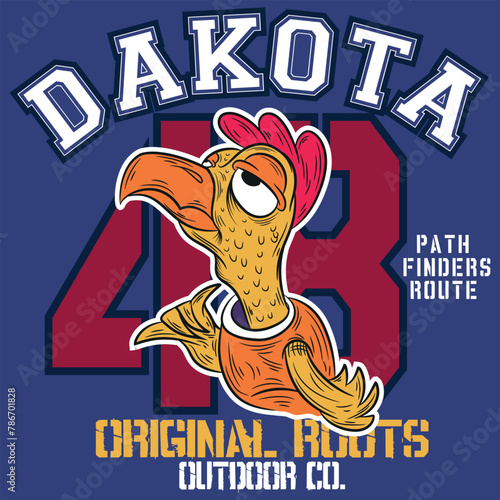 Early Riser Vintage Apparel Fashion Print. Rooster Vector Illustration. Typography T Shirt Graphics. with patchwork and colors.