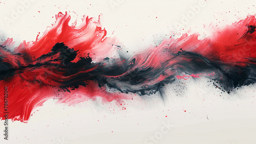 watercolor strokes of paint in red and black set over a clear background.