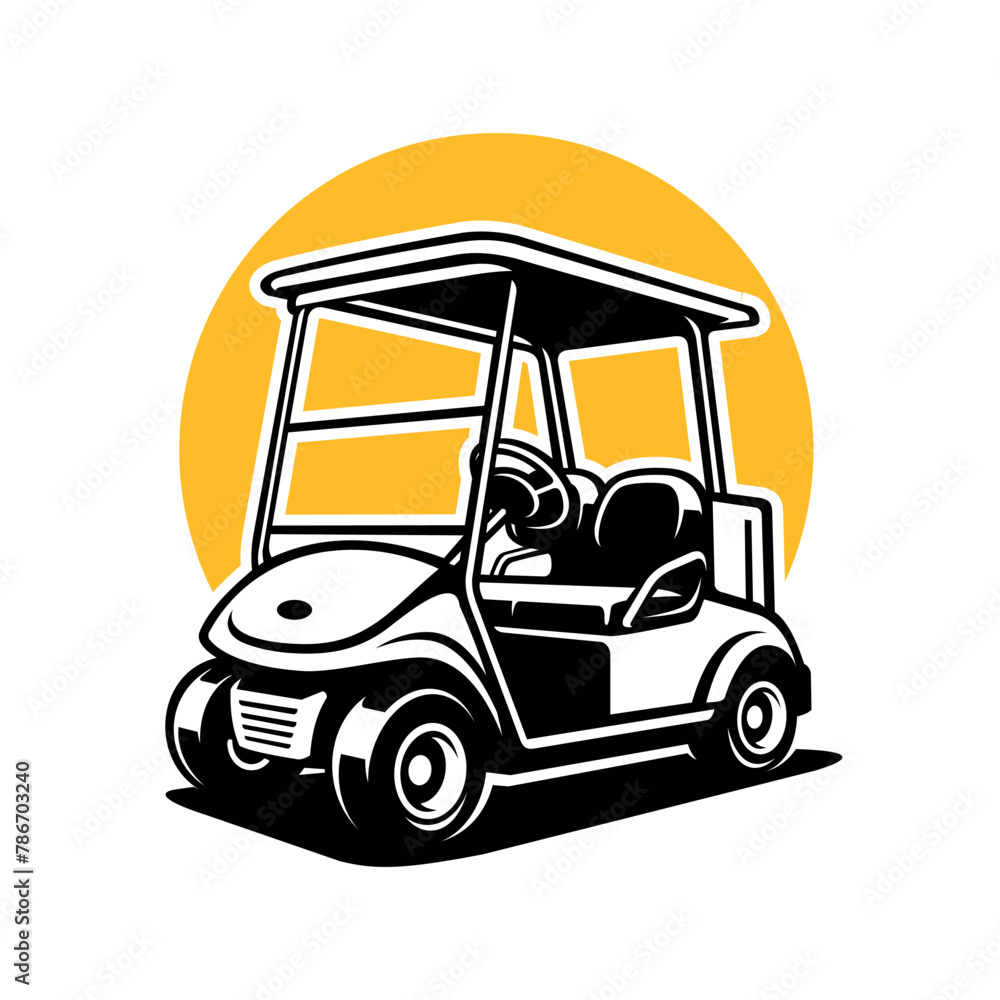 golf cart silhouette illustration vector - obrazy, fototapety, plakaty 