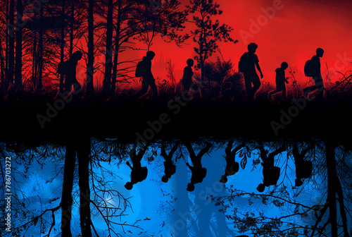 Children in an Alternate Dimension Upside Down Split Image Fantasy Art