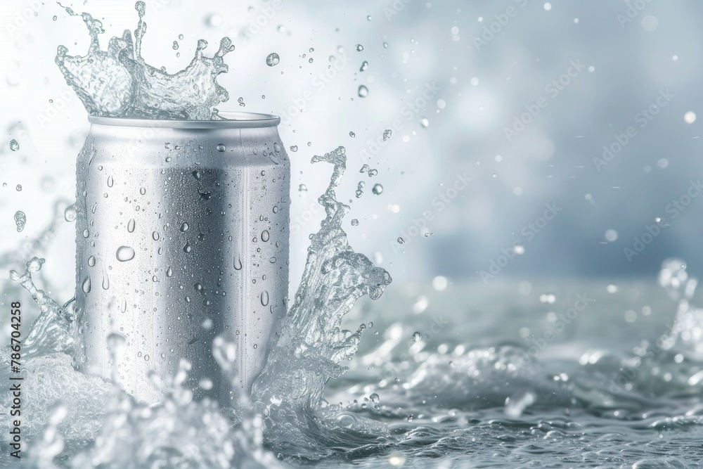 Aluminum can mockup. Background with selective focus and copy space for text Aluminum can mockup. Background with selective focus and copy space for text