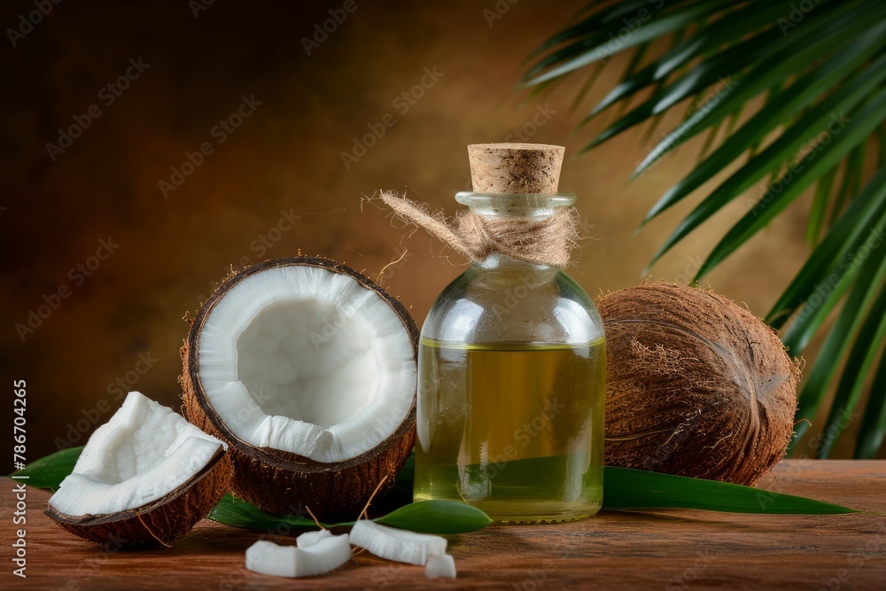Coconut oil. Background with selective focus and copy space Coconut oil. Background with selective focus and copy space