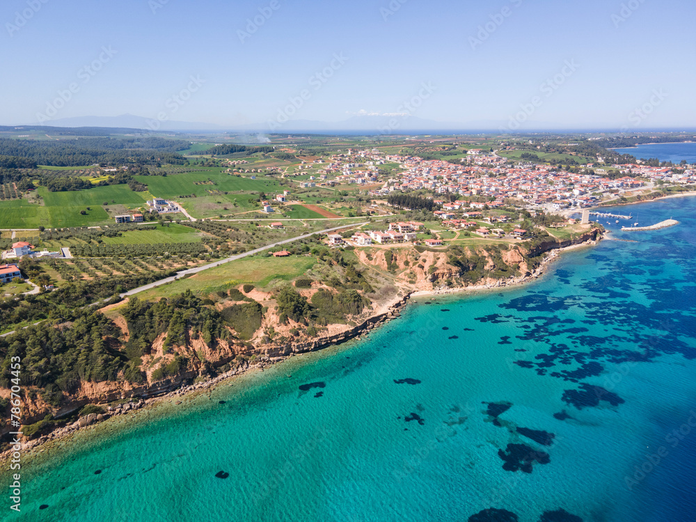 Kassandra coastline near town of Nea Fokea, Chalkidiki, Greece