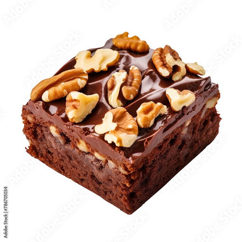 chocolate cake with nuts on transparent background   clipping path  png  