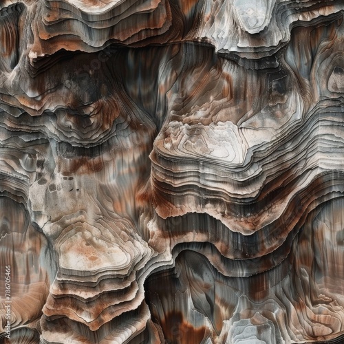 Textured Layers of Natural Stone Formation Close-Up