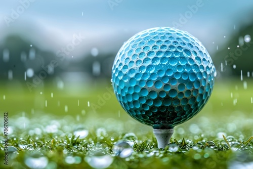 Blue Golf Ball on Green Field