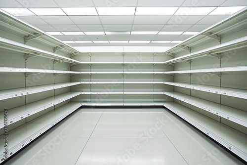 Empty shelves in grocery store at the start of corona virus pandemic