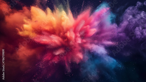 A colorful explosion of powdery dust is shown in the image