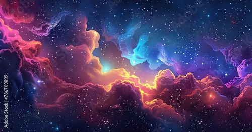 Celestial Nebula Over Cloud Horizon 