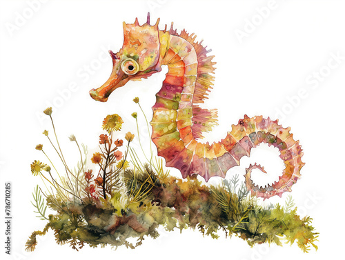 A colorful sea creature is sitting on a patch of grass