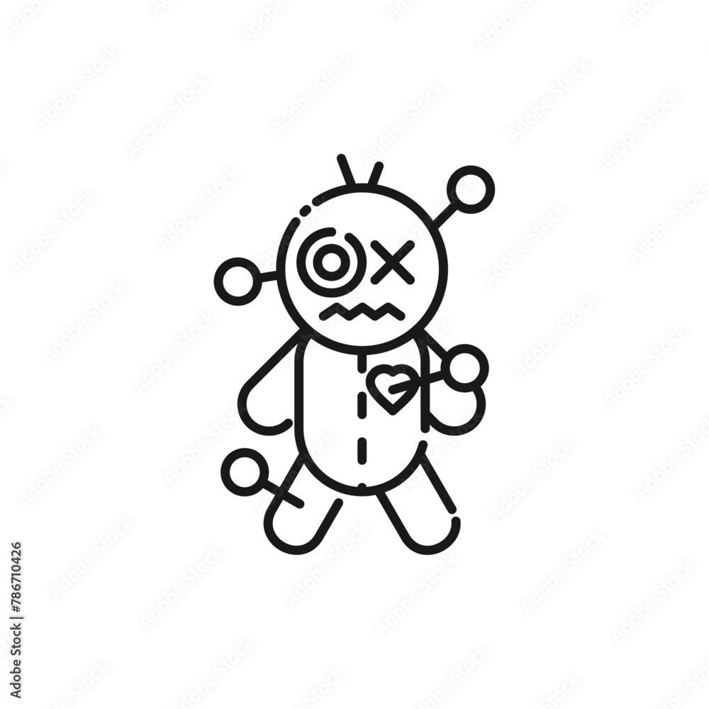 Voodoo Doll Line Icon - Halloween Elements Icon Vector Illustration. Voodoo Doll Line Icon - Halloween Elements Icon Vector Illustration.