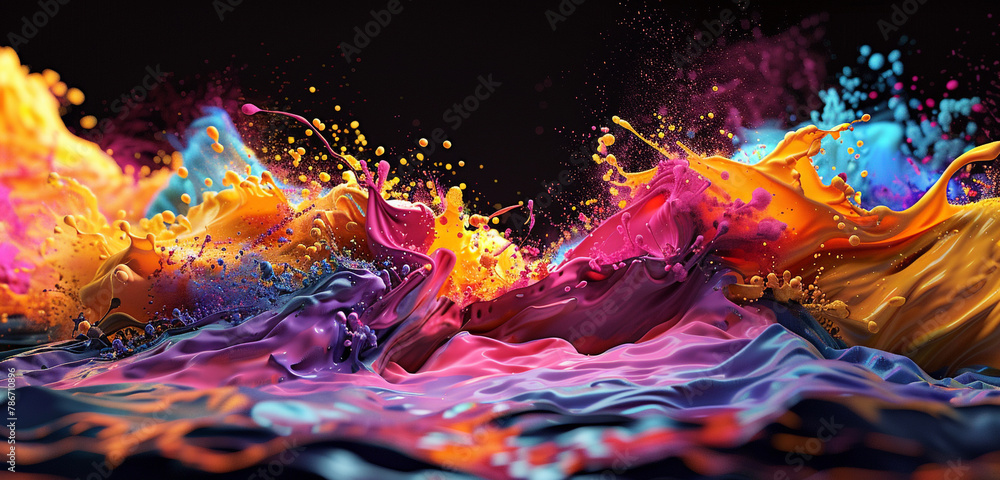 An explosion of vibrant hues on a splashy 3D terrain