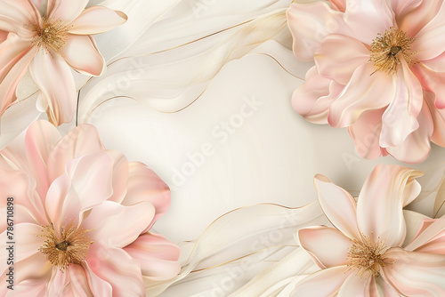 An exquisite blend of futuristic florals in a palette of blush pink and soft gold,  © Johnny since  