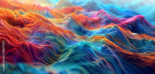 Cascading waves of color on a dynamic 3D surface