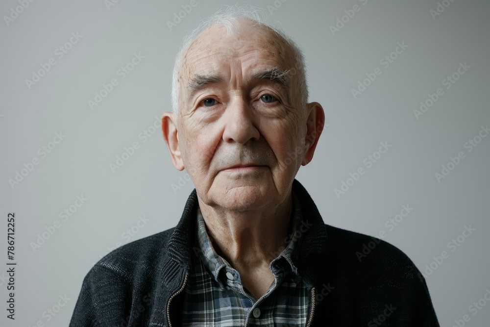 Portrait of an elderly man. Studio shot. Gray background. Portrait of an elderly man. Studio shot. Gray background.