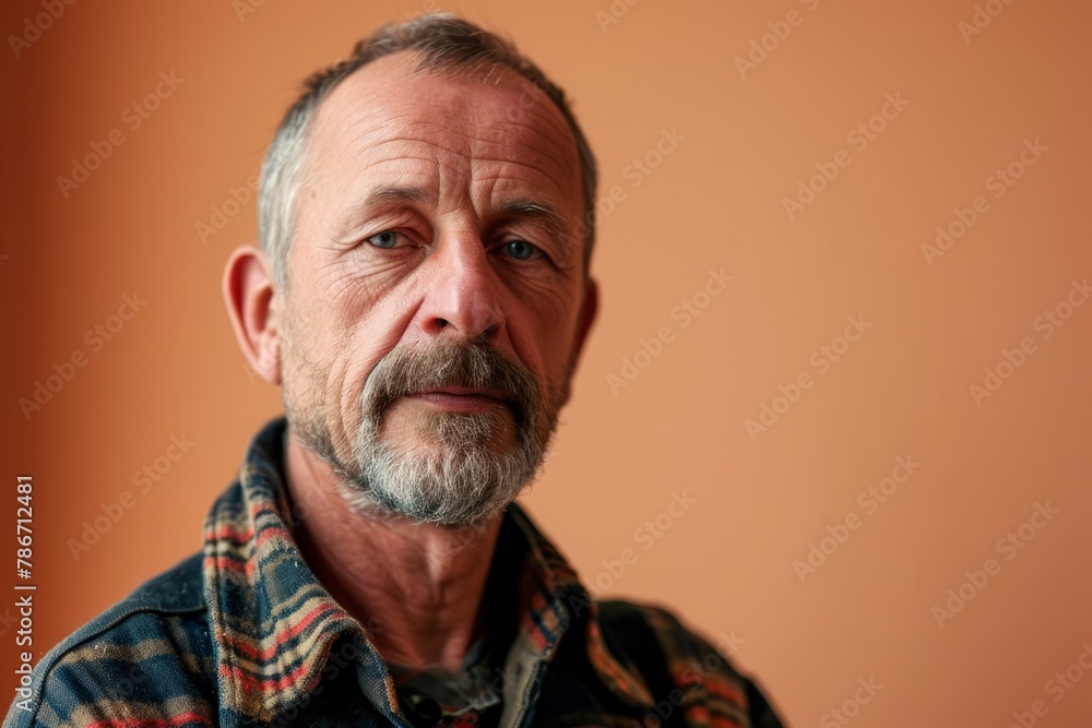 Portrait of a senior man with gray beard on a brown background Portrait of a senior man with gray beard on a brown background