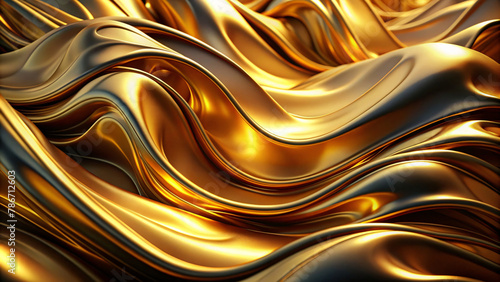 Abstract Gold Metallic Wave Pattern Texture