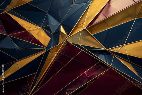 A mesmerizing display of precision-crafted lines and points in opulent gold and deep navy hues, harmonizing against a background of rich burgundy.