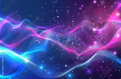 Future technology blue and purple background image with dynamic gradient of glowing elements