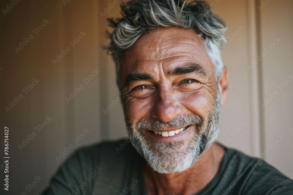 Portrait of a senior man with grey hair smiling at the camera Portrait of a senior man with grey hair smiling at the camera