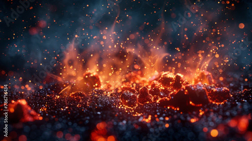 Abstract background capturing the intense heat and dynamic movement of fiery embers and sparks.