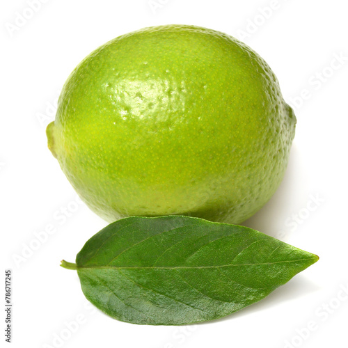Lime with leaf isolated on white background