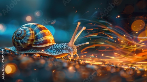 Snail with blazing trails, high-speed motion