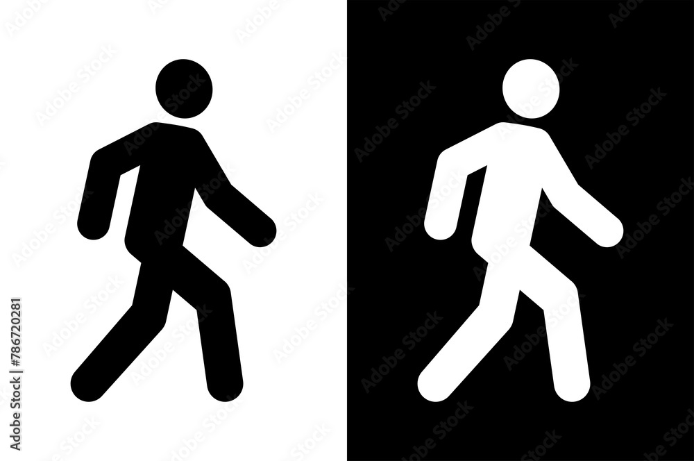 Icon of a man walking. Pedestrian movement pictogram. Stylized walking man. Icon of a man walking. Pedestrian movement pictogram. Stylized walking man.