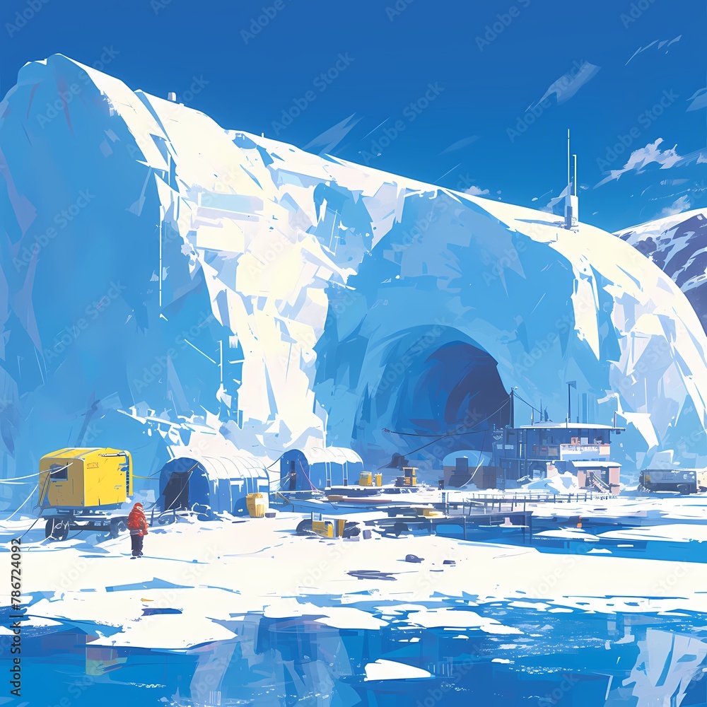 Experience the Future of Travel in the Heart of Antarctica – Discover the Revolutionary Hyperloop Station on the Frozen Continent. - obrazy, fototapety, plakaty 