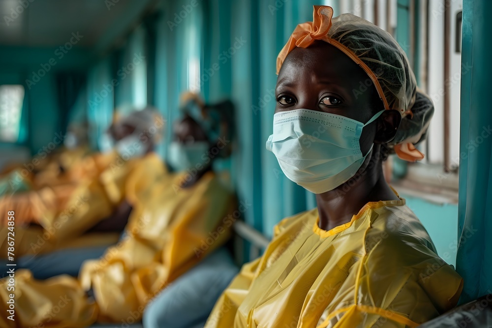 Nurse in Yellow Uniform Faces Global Health Challenges with Resilience and Compassion