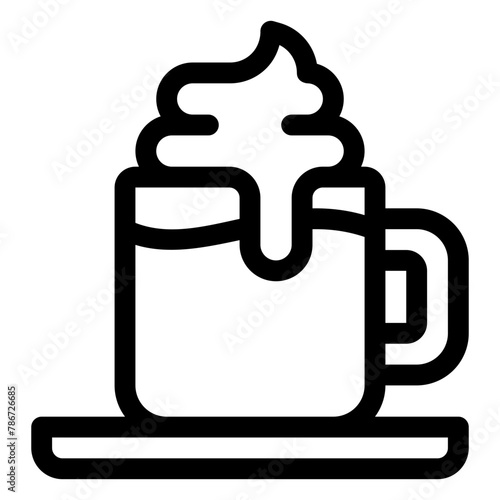 capuccino coffee cup outline icon and illustration