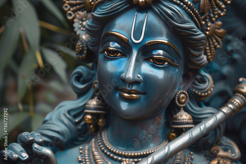 Photo of a Statue of Krishna  Generative AI