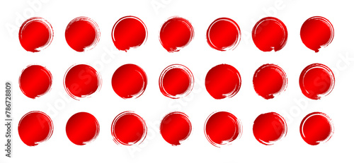 毛筆ブラシの丸・円（赤）ベクターフレーム素材セット