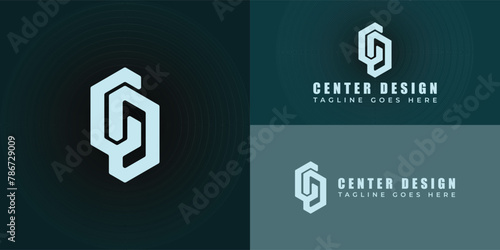 Abstract initial letter CD or DC logo in soft blue color isolated on multiple background colors. The logo is suitable for real estate and construction company logo icons to design inspiration template